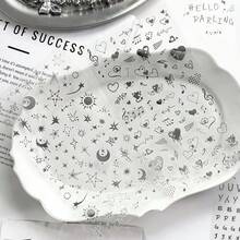 2张/包，韩式极简风格DIY剪贴簿烫金贴纸，“梦想”系列，银色金属质感基础装饰DIY贴纸，包含各种字母和小元素 - 貼紙 - 查看 3