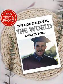 Customizable Graduation Greeting Card With Envelope - Personalized Photo Congratulations Card For High School, College, Med School, Nursing Graduates - Blank Inside For Your Message - Multicolor - View 6