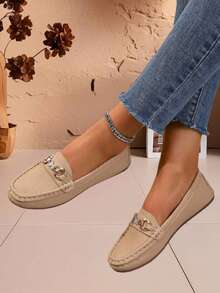 New Women's Flat Loafers, Minimalist Fashion, Suitable For All Occasions, Plus Size Stylish - Apricot - View 4
