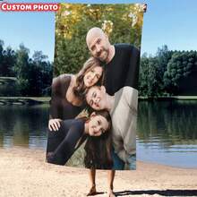 1Pc Customizable Photo Beach Towel - Soft Polyester Blend, Quick-Dry & Sand-Resistant, Rectangular Pool & Beach Towel With Vibrant Swimsuit Print - Ideal Personalized Vacation Gift, Personalized Towel|Modern Style Towel|Quickdry Fabric, Personalized Beach, Bath Towel - Multicolor - View 9