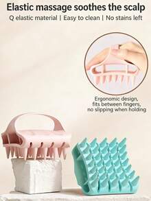 Elastic Silicone Hair Washing Brush, Hollow Massage Scalp Cleansing, Damage-Free Hair Washing Tool, Stress Relief, Multi-Function Comb - Multicolor - View 9