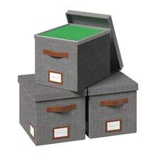 Caja de archivos para colgar caja organizadora de archivos con tapa carpetas decorativas de tamaño carta con riel deslizante de plástico integrado de una sola pieza gris 13.2 x 10.1 x 10.1 - Gris - Ver 8