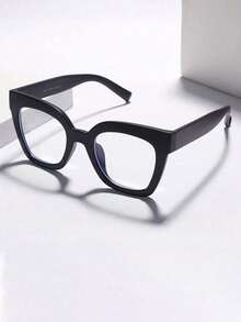 1PC Women's Cat Eye Large Frame Everyday Versatile Non-Prescription Glasses - Clear - View 7