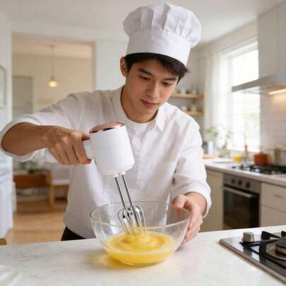 AOYI 3-Speed Electric Hand Mixer With Dual Whisk, Handheld Blender Kitchen Egg Beater, 800mAh Rechargeable Battery, Cordless Hand Held Mixer, Baking Utensils For Milkshake, Cake, Food, Drink, Kitchen Tools, For Men, Women, Family, Mom, Dad, Home Baking