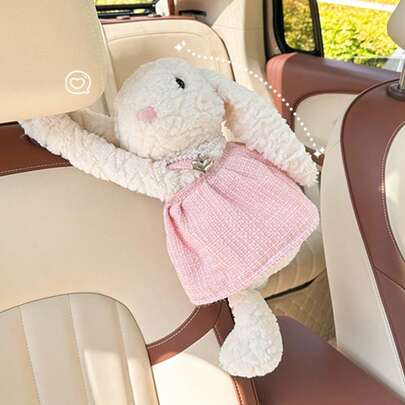 Tissue Box Car Storage, Beautiful Car Decor, Tissue Box Cover Plush Tissue Box Holder For Car, Home, Decorative Holder/Organizer For Bathroom Vanity Countertop, Nightstands, Office Desk-Rabbit, Car Essential Car Stuff, Practical Internal Car Accessories,1pc Cute Rabbit Car Tissue Box