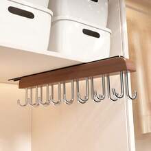 1 High-Quality Sliding Storage Hook, Space-Saving Multi-Functional Wooden Wardrobe Hanger, Drill-Free Sliding Design. Ideal For Pants, Jeans, Underwear, Bras, Hats, Scarves And Belts, Perfect For Bedroom Decor, Home, Dorm And Closet Organization - Multicolor - View 8