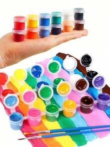 Bộ 6/12 màu sơn acrylic ngẫu nhiên kèm cọ, lọ sơn mini tiện dụng để sáng tạo nghệ thuật, làm đồ thủ công DIY. - Nhiều màu - Xem 7