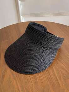 1 pieza Sombrero de paja de verano, adecuado para vacaciones en la playa, protección solar, atuendo casual, regalo del Día de la Madre - A - Ver 7