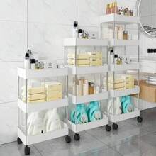 Multifunctional White Sliding Storage Rack Trolley, Hollow Draining Multi-Layer Ultra-Thin Storage Trolley, Slim Storage Trolley, Rolling Storage Trolley, Narrow Shelving Unit, Bathroom Storage Rack, Mobile Storage Rack For Kitchen, Bathroom, Laundry Room, Space-Saving Storage Rack, Multi-Tier Floor-Standing Shelving Unit, Suitable For Kitchen, Laundry Room And Other Narrow Spaces - Multicolor - View 8