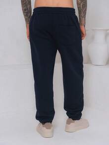 Men's Fleece Sweatpants / Zippered Pockets / Elastic Waistband - Xanh đậm - Xem 2