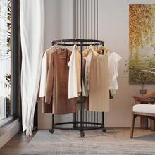 Tendedero para Ropa con Ruedas Metal Redondos, Multiusos Perchero Ideal para Secado en Interiores y Exteriores, Rack para Colgar Ropa, Uso minorista, para Armario, Balcón, Lavanderia - A-Negro - Ver 6