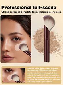 3支化妆刷套装，玫瑰金金属手柄合成毛粉底刷/腮红刷/修容刷，适用于面部化妆 - 彩色 - 查看 6