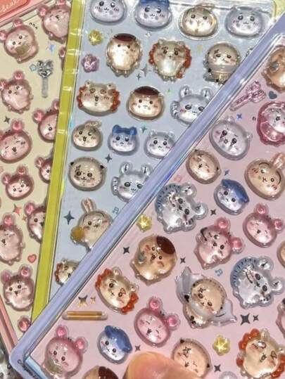 Gei Kawaii 3D创意贴纸，小号8张创意3D贴纸，手册装饰贴纸，3D浮雕贴纸，水晶贴纸，DIY手册可爱卡通手机贴纸，贴纸卡片笔记本贴纸装饰，吉他装饰礼物送给亲朋好友，圣诞礼物（部分款式可能存在色差，随机发货）