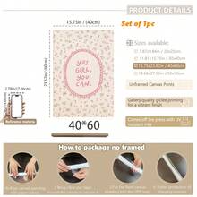 1件帆布壁畫，防水，帶框兒童房壁畫，「女孩，妳可以做到」海報，粉色調正向勵志海報，適合女孩，花卉壁飾，啟發兒童海報，女孩激勵海報，粉色壁飾，波希米亞風格，女孩房裝飾，兒童房海報，幼兒園海報，嬰兒禮物，兒童禮物，遊戲室裝飾 - 彩色 - 查看 16