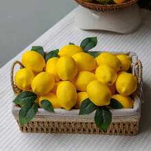 Fake Lemons Artificial Fruits With 25 Leaves Faux Yellow Lifelike Plastic Lemon Decorations Realistic Limes Fruit Decor For Home Kitchen Table Cabinet Holiday Party Photography Props - Multicolor - View 8