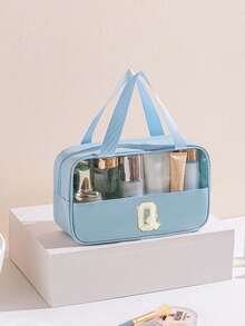 1个多功能PVC洗漱包，透明PVC化妆包，大容量化妆包，DIY字母设计化妆包，防水旅行收纳包，简约字母贴布旅行化妆包，适用于化妆品、香水，适合海滩、学校、浴室、节日、母亲节、圣诞节等场合，是送给妈妈、家人、朋友的绝佳礼物。化妆包、化妆品收纳包、化妆品收纳袋、化妆包、洗漱包、旅行洗漱包、度假必备品、女性旅行礼物 - 彩色 - 查看 56