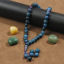 33 piezas de cuentas de rosario hechas a mano de piedra azul de 10 mm para meditación y oración, viene con una elegante caja de regalo - Azul - Ver 7