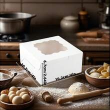 40pcs Bakery Boxes, 4x4x2.64 Inches Cookie Box With Window, White Treat Containers For Small Pie, Chocolate Covered Strawberries, Cupcake And Easter Pastry - White - View 4