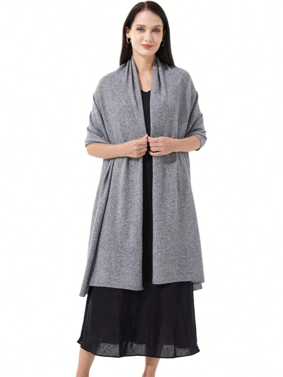 Soft Cashmere Blend Wrap Scarf For Travel, Extra Large 87"X28" - 深灰色 - 查看 1