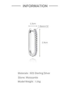 1件精致别致的925纯银U形密镶莫桑石耳环，低过敏性首饰，适合女性、女孩日常佩戴、派对、婚礼等场合。 - 銀色 - 查看 5