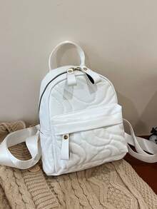 New Fashionable Casual Classic Small Women Backpack, Leather Oxford Dual-Use Handbag - White - View 2