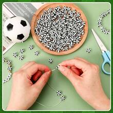 300Pcs Soccer Clay Beads, Soccer Flat Polymer Clay Beads Charms Sports Beads Bracelets Jewelry Making Earrings And Crafts Supplies - Soccer Color - View 6