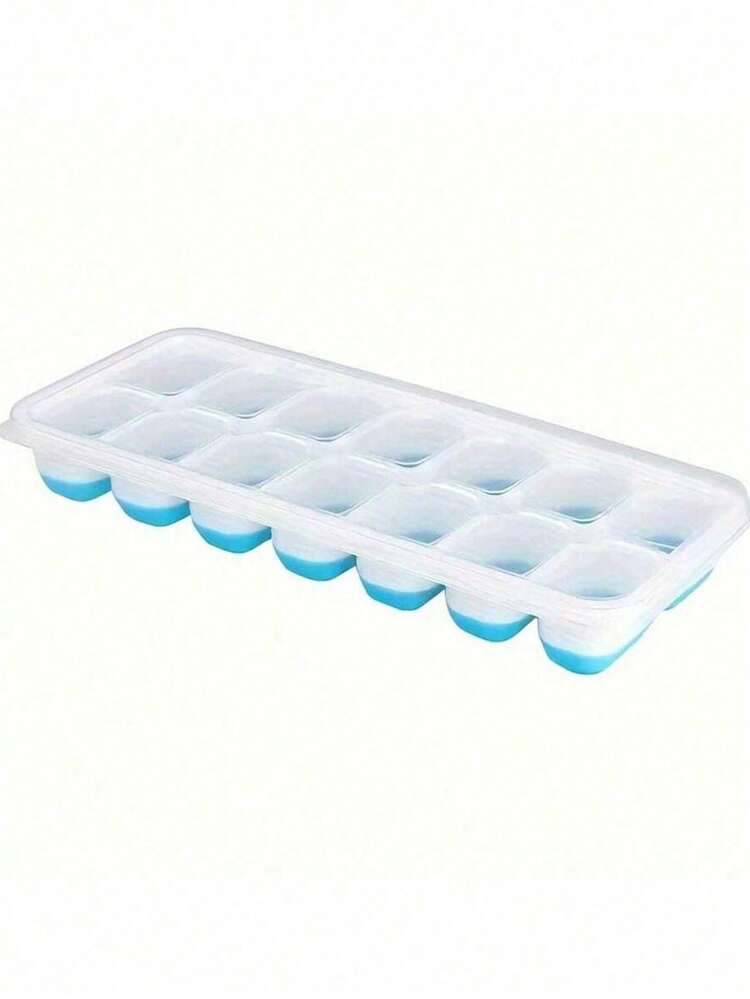 1个硅胶冰砖模具，多色透明14/24格冰砖冰格，适用于冰箱，14格硅胶冰块模具，家用方形冰块模具带盖，用于制作冰块和冰淇淋 - 彩色 - 查看 10