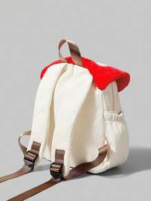 Fashionable Cute Minimalist Backpack, Casual Large Capacity Color Block Cartoon Multi-Functional Backpack, Unique Design Multi-Pocket Everyday Mushroom Bag, Suitable For Students, Daily Outings And Travel - Red - View 5