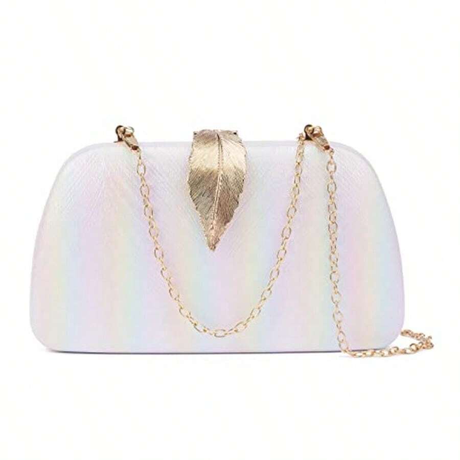 Women Clutch Bag Evening bag Fringed Evening HandbagLady Party Wedding Clutch Purse Chain Shoulder Cross Body Bag - Gradiente blanco - Ver 1