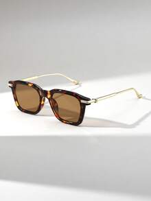 1 par de gafas de moda con marco metálico cuadrado para mujeres, de estilo europeo y americano, adecuadas para exteriores, ciclismo, playa, vacaciones, regalo - Multicolor - Ver 12