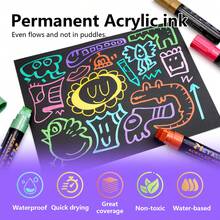 15mm Wide Acrylic Paint Marker Pens - 10 Vibrant Colors & 12 Metallic Colors, High Coverage, Large Ink Capacity, Layering Function, Suitable For Bold Graffiti And Art Creation - Sets - View 5