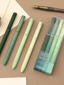 4 PCS Matcha Series Gel Pen Set Features Gradient Green Barrels Paired With Transparent Vertical Packaging, Offering A Fresh First Day Of School - Multicolor - View 5