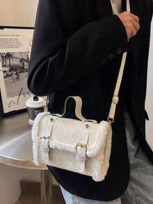 Plus Fleece Thick Crossbody Bag, New Girl's Handbag, Multi-Functional Unique Texture Storage Bag - Multicolor - View 6