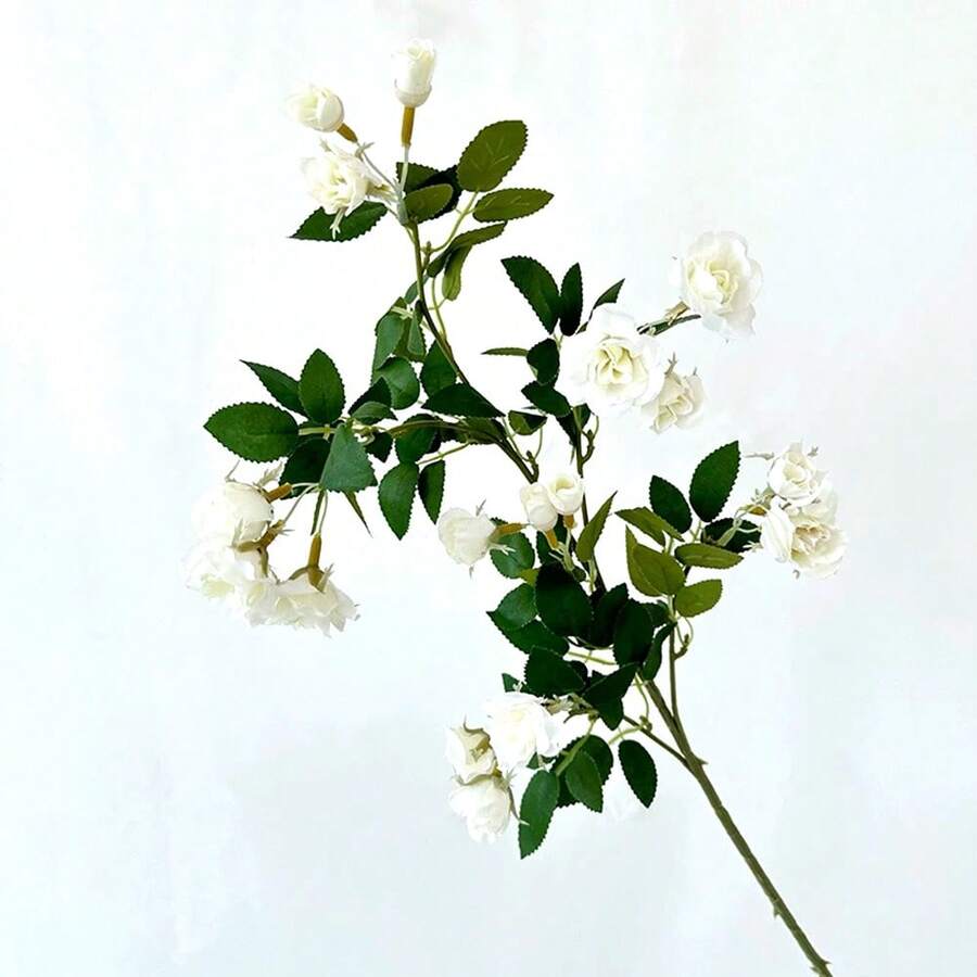 1束/3束迷你玫瑰,花茎长26英寸,逼真仿真花,易于安装和清洁,适用于摄影道具、家居餐桌、中心装饰、节日装饰,营造春夏氛围 - 白色 - 查看 1
