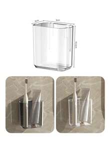 1pc Wall-Mounted Toothbrush Holder, Adhesive Bathroom Storage Rack, Minimalist Design With Drainage Hole For Electric Toothbrush, Suitable For Bathroom, Kitchen, Home Decor - Multicolor - View 10