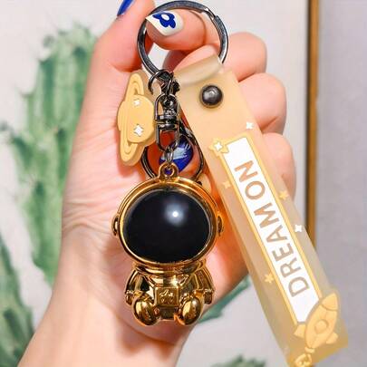 1个高级钥匙扣，彩色电镀宇航员钥匙扣，创意钥匙扣，汽车/包包钥匙扣挂件，完美礼物