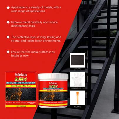 Metal Rust Removal Paint Set, Water-Based Metal Anti-Rust Primer, Waterproof Anti-Corrosion Primer