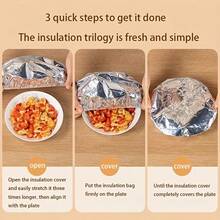 120 piezas de cubiertas de aislamiento de papel de aluminio, adecuadas para la cocina y la mesa del comedor, reutilizables, aislamiento térmico para envasado de alimentos, ideal para picnic, camping y uso doméstico, cubierta térmica para alimentos de camping | Cubierta de alimentaria | Envoltorio de alimentos reutilizable, conservador de alimentos, organización de almacenamiento en el refrigerador - Multicolor - Ver 7