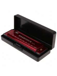 1 件 10 孔蓝调口琴、卡林巴琴、卡祖笛、口琴架 - 紅色 - 查看 5