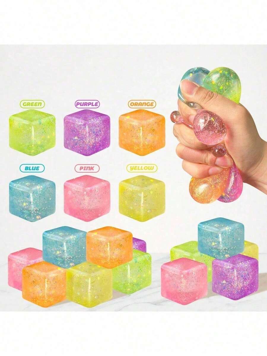 Bộ 1/2/3/4/6 món đồ chơi cảm giác giúp giảm lo âu và căng thẳng, phù hợp cho người tự kỷ và ADHD, bóng giảm căng thẳng đàn hồi chậm, đồ chơi bóng vuông, giúp bạn thư giãn và giữ bình tĩnh.