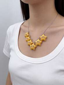 可爱星星吊坠，黄色树脂材质，适合DIY首饰制作，如项链、手链、钥匙扣等工艺品，不含马赛克材料，可爱主题 - 彩色 - 查看 3