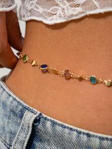 1pc Bohemian Style Colorful Beaded Body Chain For Women, Alloy Waist Chain Belly Jewelry, Versatile For Party, Vacation, Beach, Photography, Daily Wear & Gift Giving - Nhiều màu - Xem 2