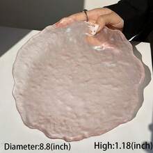 1pc Irregular Glass Glacier Tray, High-End Ice Dew Plate, Exquisite Dessert Fruit Cake Tray For Living Room And Kitchen - Pink - View 7