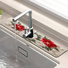 1pc, 2D Flower Sink Faucet Suction Pad, Drainage Pad, Kitchen, Bathroom Sink, Countertop, Drainage Pad, Diatomite Washbasin, And Cuttable Quick-Drying Pad. - Multicolor - View 5