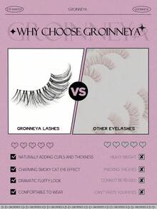 10 Pairs Half False Eyelashes Transparent Band False Eyelashes Cat Eye False Eyelashes Short Soft 3D Faux Mink False Eyelashes Soft Natural Makeup (JA2507) - Black - View 6