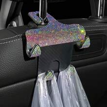 1个闪亮汽车座椅靠背挂钩，手机支架，可用于放置钱包和手提包，汽车头枕挂钩，经久耐用 - A - 查看 2