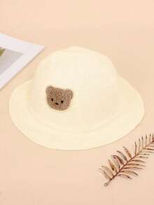 1顶可爱小熊刺绣防晒儿童渔夫帽，男女童通用 - 1PC - 查看 16