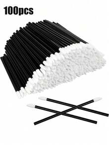 200/100/50/10pcs Lip Brush Set With Container, Black Disposable Lip Makeup Brushes Suitable For Lipstick And Lip Gloss, Can Be Used With Eyebrow And Eyeshadow Brushes, Makeup Beauty Tool Kit - Black - View 11