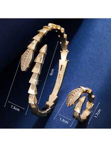 2pcs Luxury Jewelry Bracelet And Ring Set, Suitable For Women's Daily Wear And Gift - Bracelet Ring Set - View 4