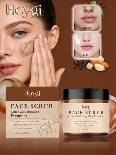 Hoygi 120g Vanilla Coffee Facial Scrub - Deep Cleansing Gentle Exfoliation Whitening Reduce Roughness Nourishing Repair Improve Skin Smoother & More Delicate Refreshing Not Greasy